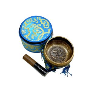Cuenco 11 Cm Hindu OM Con Caja Tela, Cojin Y Palito